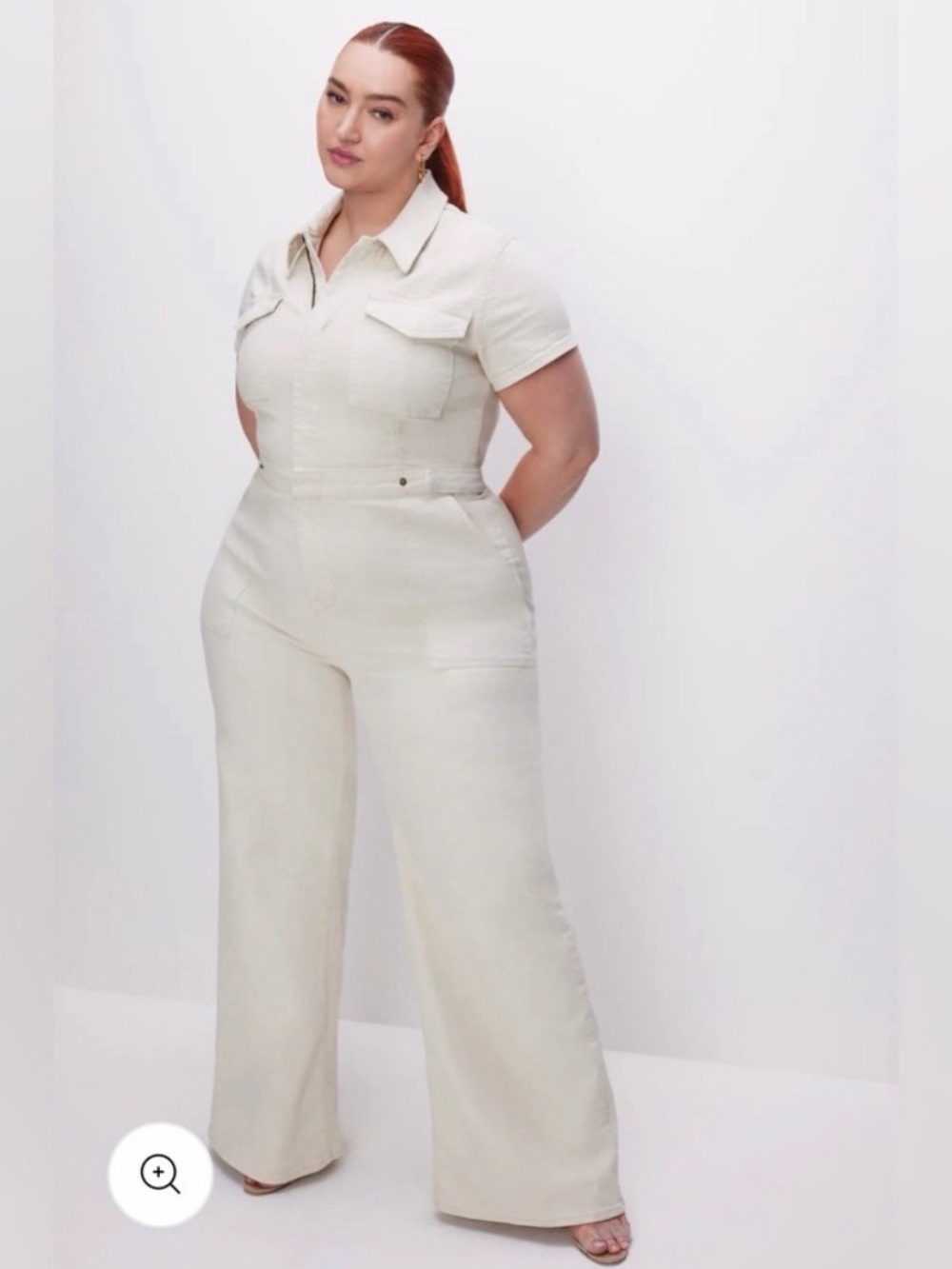 Good American NWT Fit For Success Wide Leg Jumpsuit in Bone Ivory Size 6 (3X)